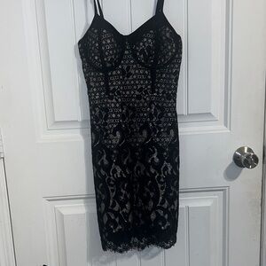 GUESS Black and Gold Lace Dress